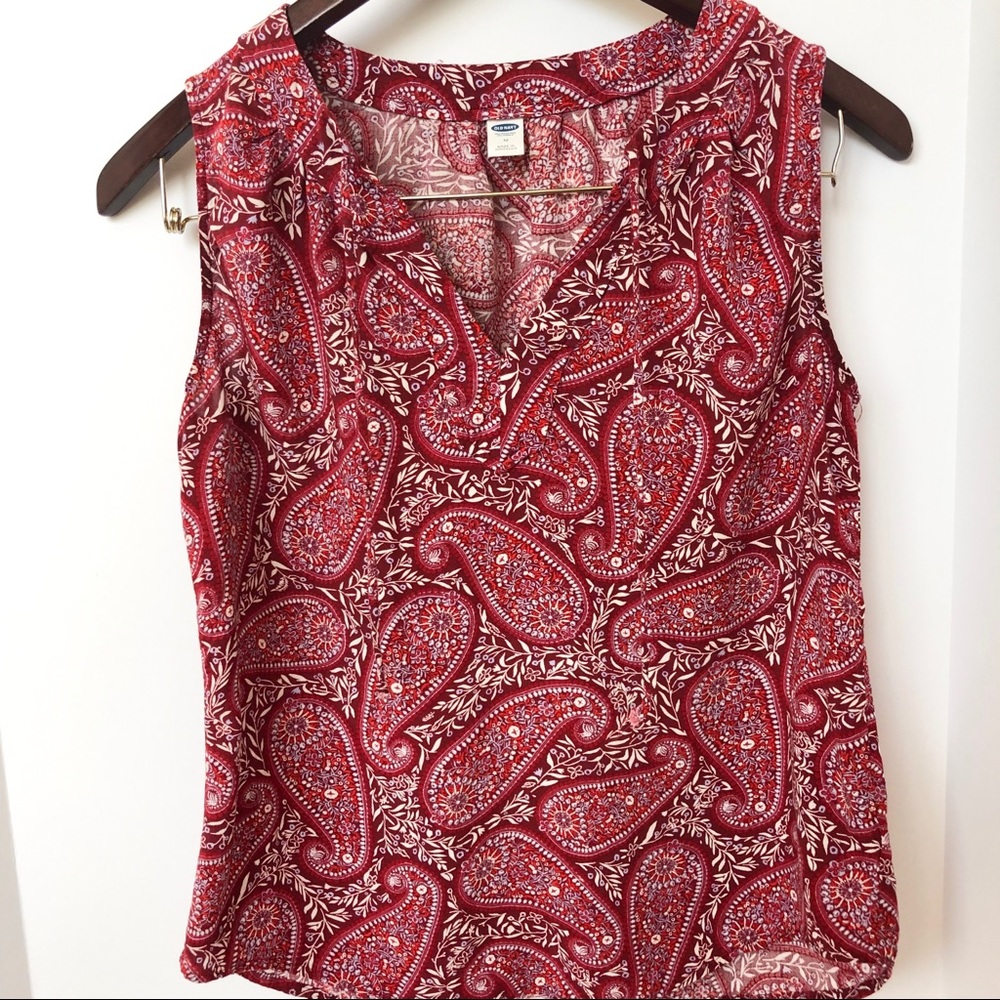 Old Navy Tie Front Paisley Top • Sz M